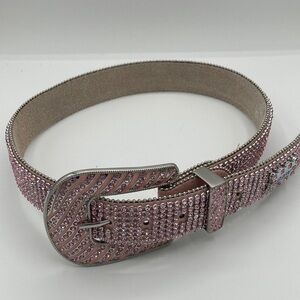 BHW Woman's Leather Pink Rhinestone COWGIRL BELT Size Small- Bling, bling